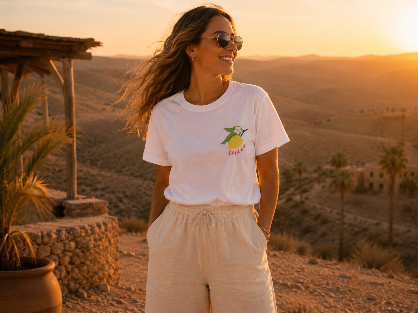 T-shirt LEMON – Blanc & Soleil 🍋☀️