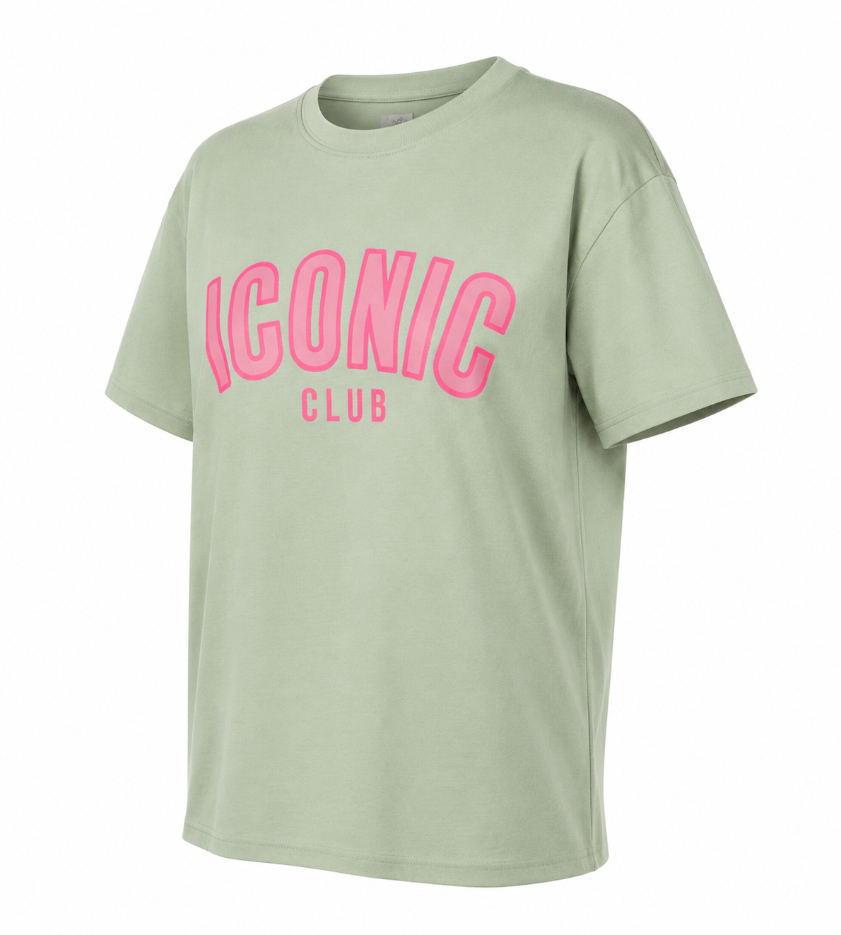 T-shirt ICONIC CLUB – Vert Amande & Rose 🌿🌸