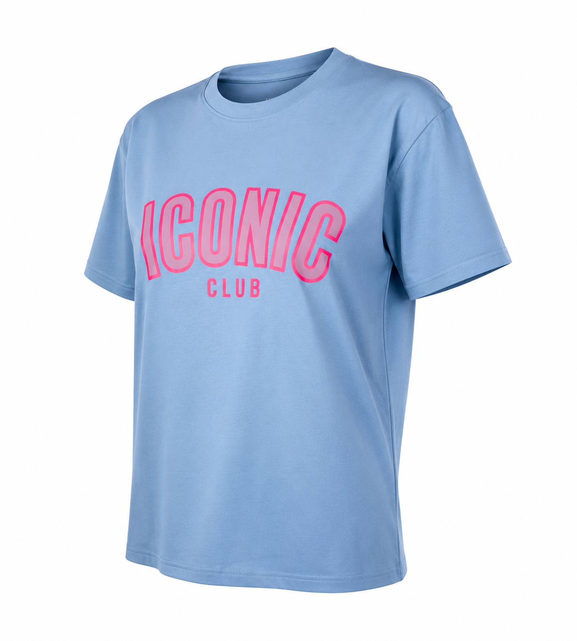 T-shirt ICONIC CLUB – Bleu Ciel & Rose 🌸☀️